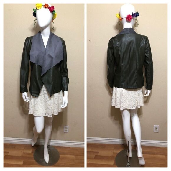 NEW Tahari Faux Leather Moto Jacket Size Small - Picture 3 of 11